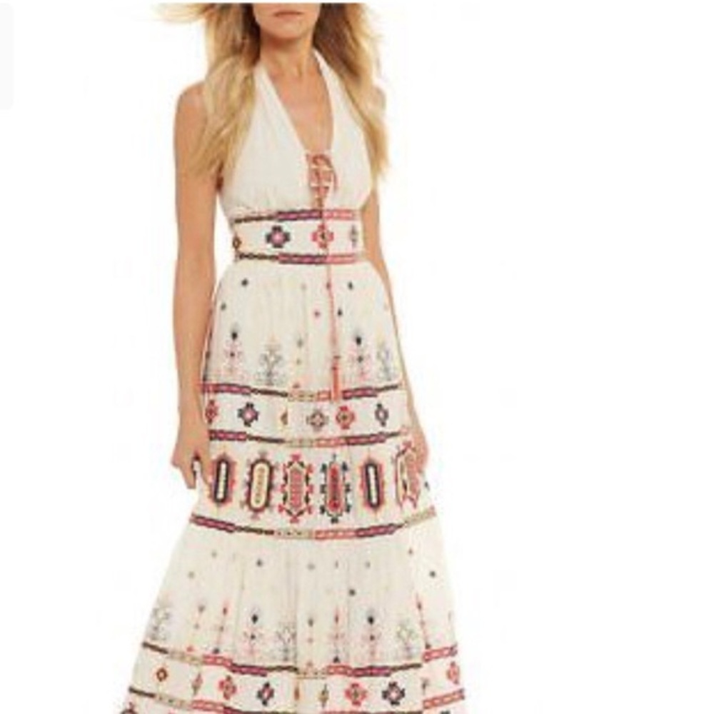 Chelsea And Violet Embroidered Halter Maxi Dress - Size Small